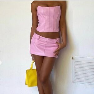 NWT Tiger Mist Pink Leather Mini Skirt Size M